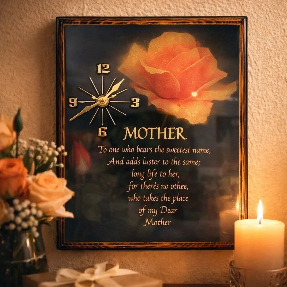 Vintage Mother Poem Wall Clock Rose Gift